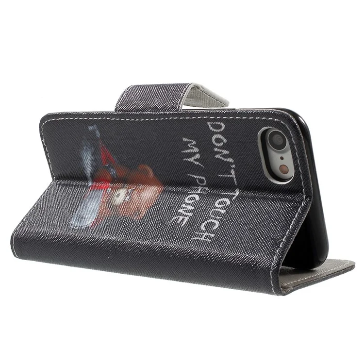 Pattern Printing Leather Wallet Shell for iPhone 7/8/SE (2022)/SE (2022) - Do Not Touch My Phone and Cool Bear