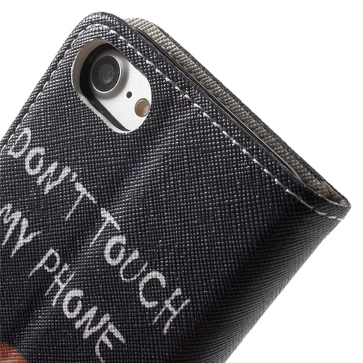 Pattern Printing Leather Wallet Shell for iPhone 7/8/SE (2022)/SE (2022) - Do Not Touch My Phone and Cool Bear