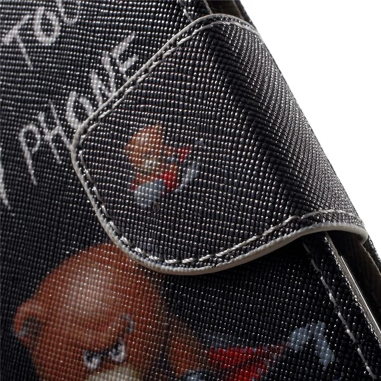 Pattern Printing Leather Wallet Shell for iPhone 7/8/SE (2022)/SE (2022) - Do Not Touch My Phone and Cool Bear