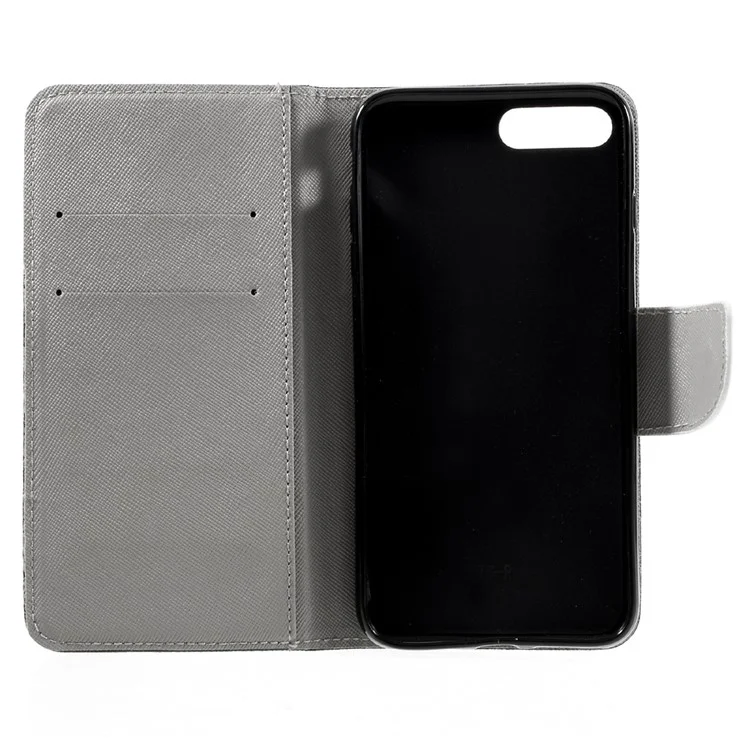Patterned PU Leather Case Wallet Stand for iPhone 8 Plus / 7 Plus - Do Not Touch My Phone