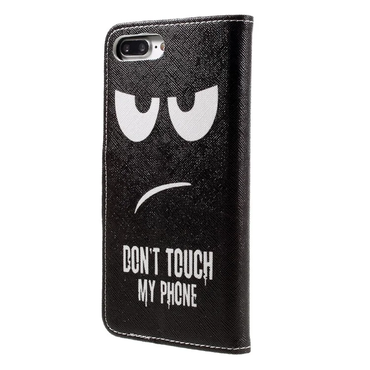 Patterned PU Leather Case Wallet Stand for iPhone 8 Plus / 7 Plus - Do Not Touch My Phone