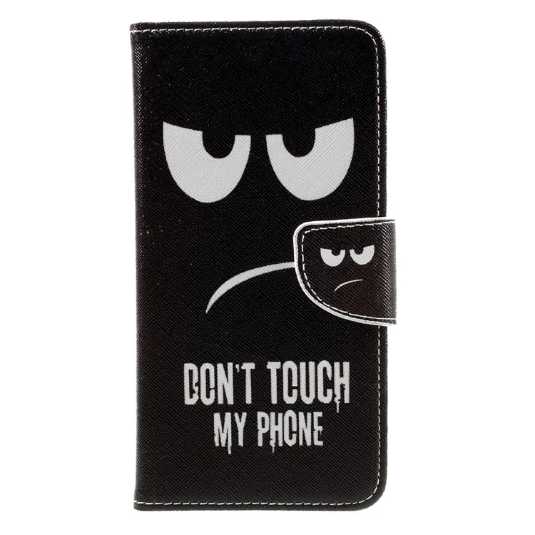 Patterned PU Leather Case Wallet Stand for iPhone 8 Plus / 7 Plus - Do Not Touch My Phone