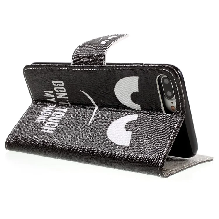 Patterned PU Leather Case Wallet Stand for iPhone 8 Plus / 7 Plus - Do Not Touch My Phone