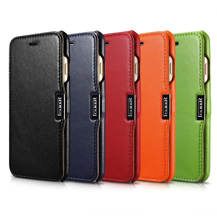 ICARER Luxury Side-Open Magnetic Genuine Leather Cover for iPhone 7 4.7 inch - Black