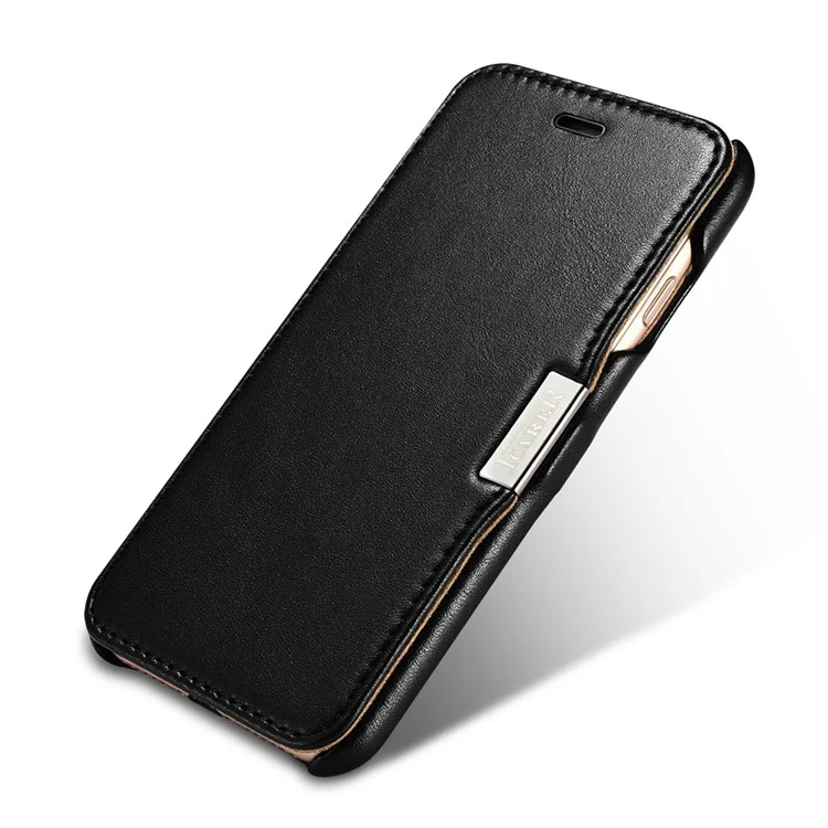 ICARER Luxury Side-Open Magnetic Genuine Leather Cover for iPhone 7 4.7 inch - Black