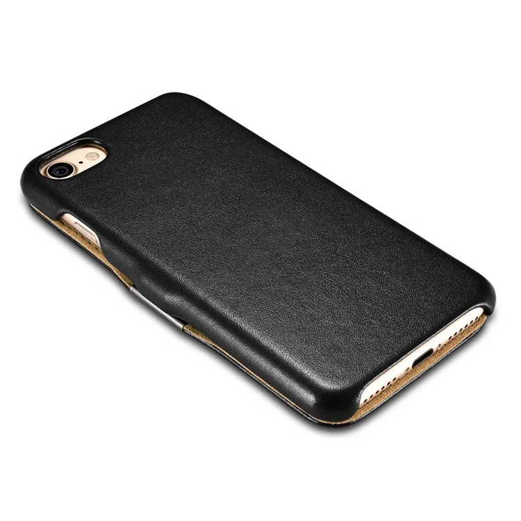 ICARER Luxury Side-Open Magnetic Genuine Leather Cover for iPhone 7 4.7 inch - Black