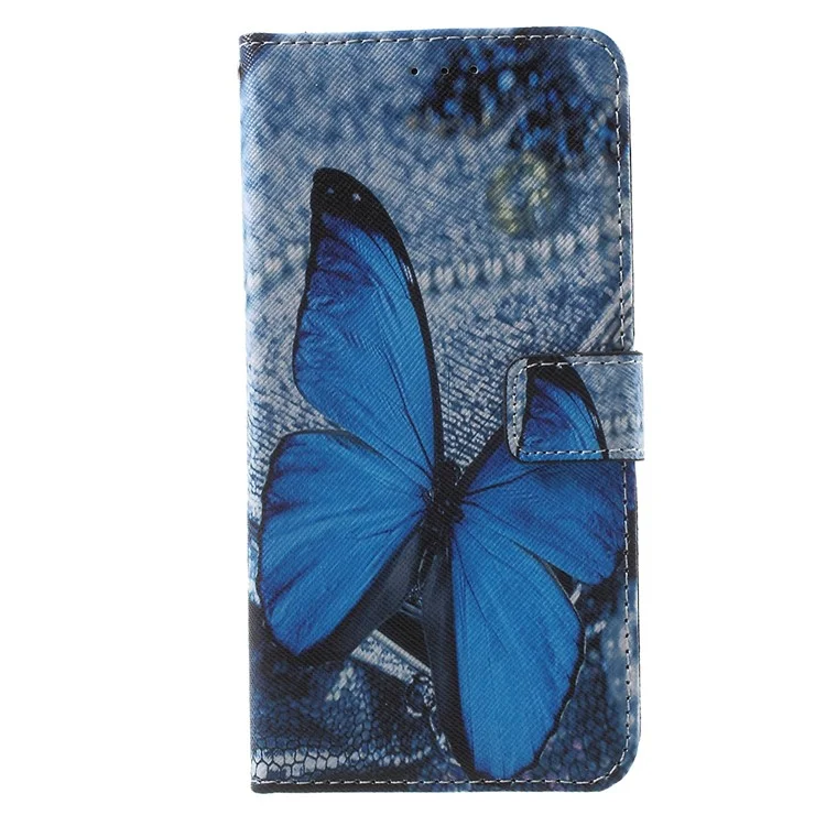 Callfree Wallet Stand Leather Case for iPhone 8 Plus / 7 Plus - Blue Butterfly