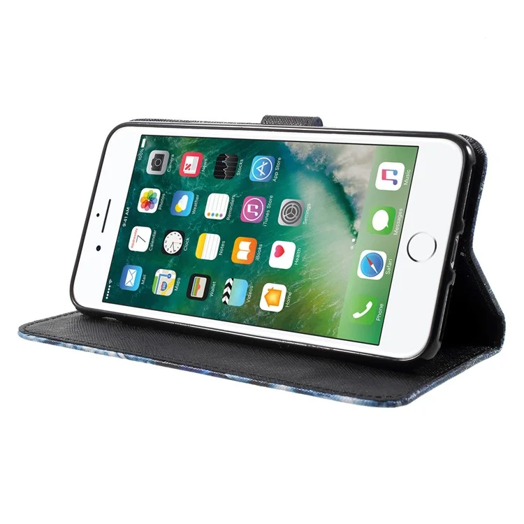 Callfree Wallet Stand Leather Case for iPhone 8 Plus / 7 Plus - Blue Butterfly