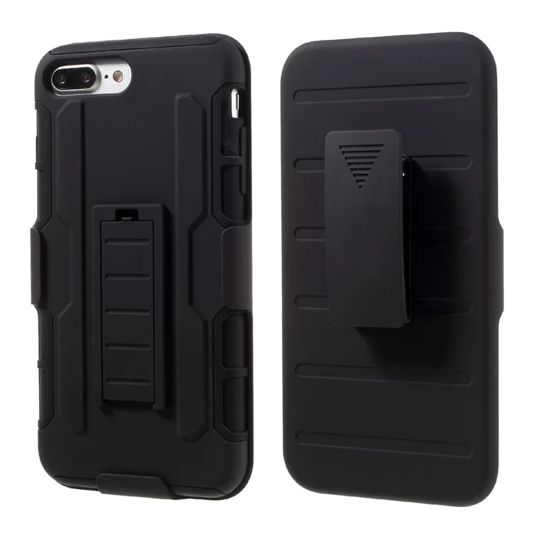 Belt Clip Kickstand PC TPU Hybrid Holster Case Cover for iPhone 8 Plus / 7 Plus 5.5 inch - Black