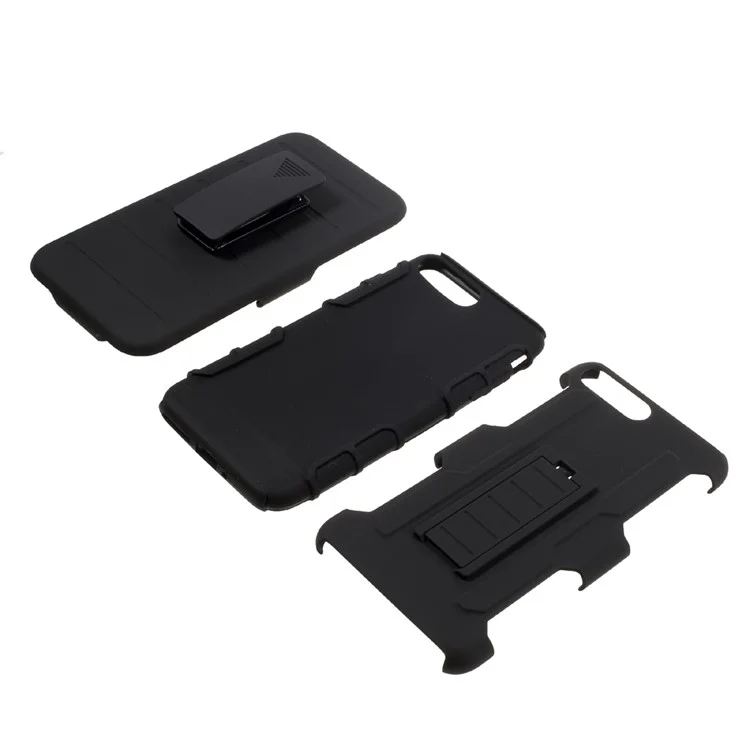Belt Clip Kickstand PC TPU Hybrid Holster Case Cover for iPhone 8 Plus / 7 Plus 5.5 inch - Black