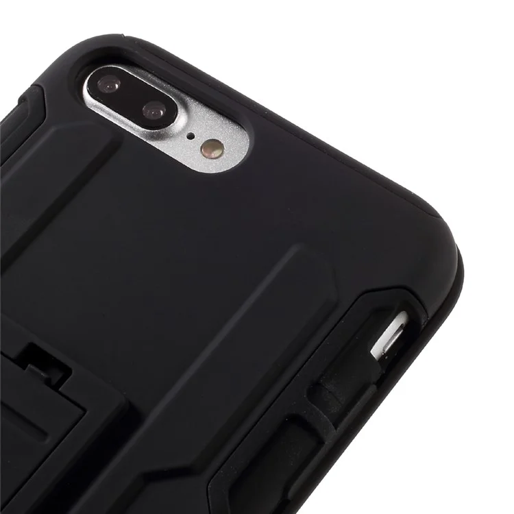 Belt Clip Kickstand PC TPU Hybrid Holster Case Cover for iPhone 8 Plus / 7 Plus 5.5 inch - Black