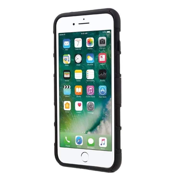 Belt Clip Kickstand PC TPU Hybrid Holster Case Cover for iPhone 8 Plus / 7 Plus 5.5 inch - Black