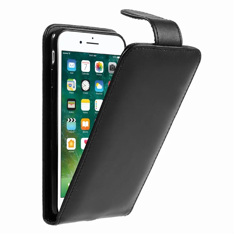 Vertical Flip Card Holder Leather Case for iPhone 8 / 7 4.7 inch - Black