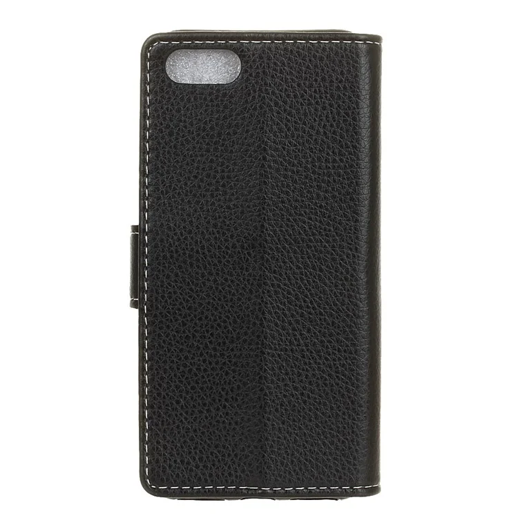 Litchi Skin Leather Wallet Case for iPhone SE (2020)/SE (2022)/8/7 4.7 inch - Black