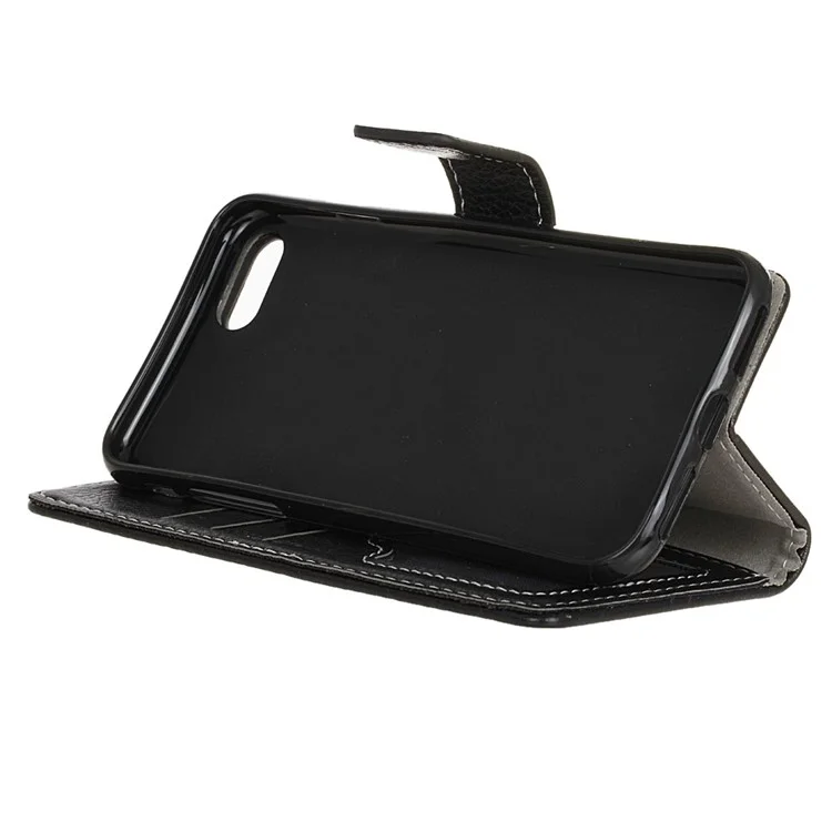 Litchi Skin Leather Wallet Case for iPhone 8 / 7 4.7 inch - Black