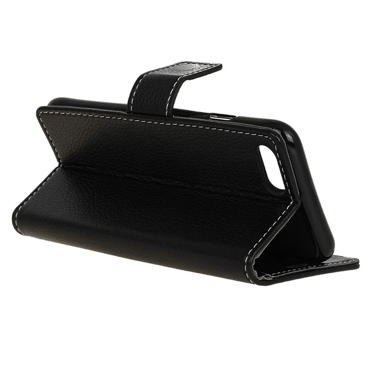 Litchi Skin Leather Wallet Case for iPhone 8 / 7 4.7 inch - Black