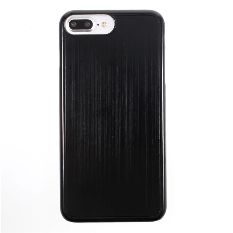 For iPhone 8 Plus / 7 Plus Brushed Aluminum Skin Hard Plastic Case - Black