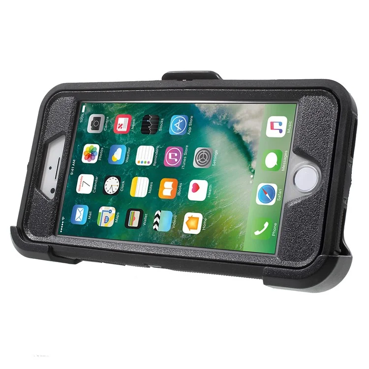 Heavy Duty Kickstand Belt Clip PC + TPU Hybrid Case for iPhone 8/7 4.7 inch - Black