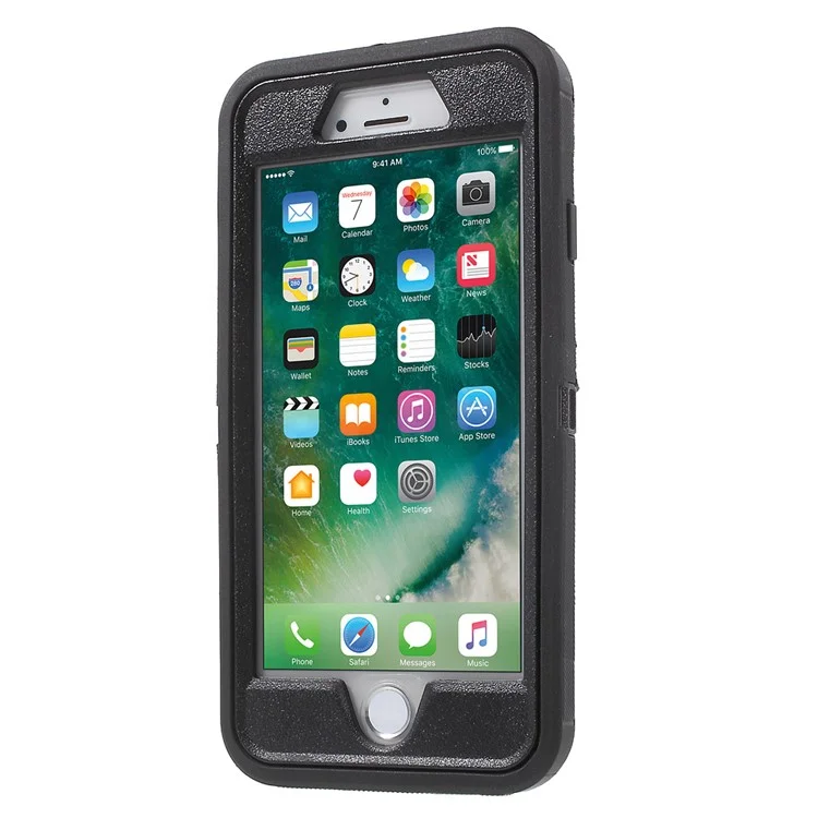 Heavy Duty Kickstand Belt Clip PC + TPU Hybrid Case for iPhone 8/7 4.7 inch - Black