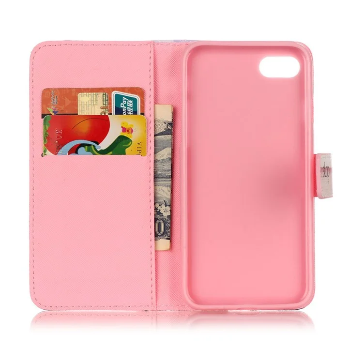 Folio Wallet Cross Texture Leather Case for iPhone 8 / 7 4.7 inch - Pinky Beach