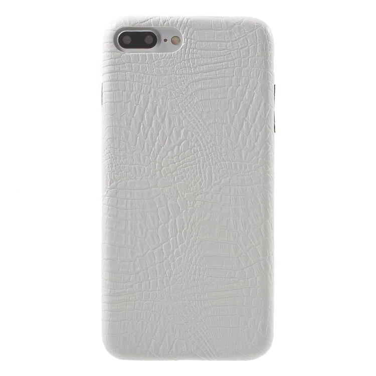 Crocodile Texture Leather Coated PC Hard Cover for iPhone 8 Plus / 7 Plus 5.5 inch - White