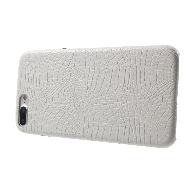 Crocodile Texture Leather Coated PC Hard Cover for iPhone 8 Plus / 7 Plus 5.5 inch - White