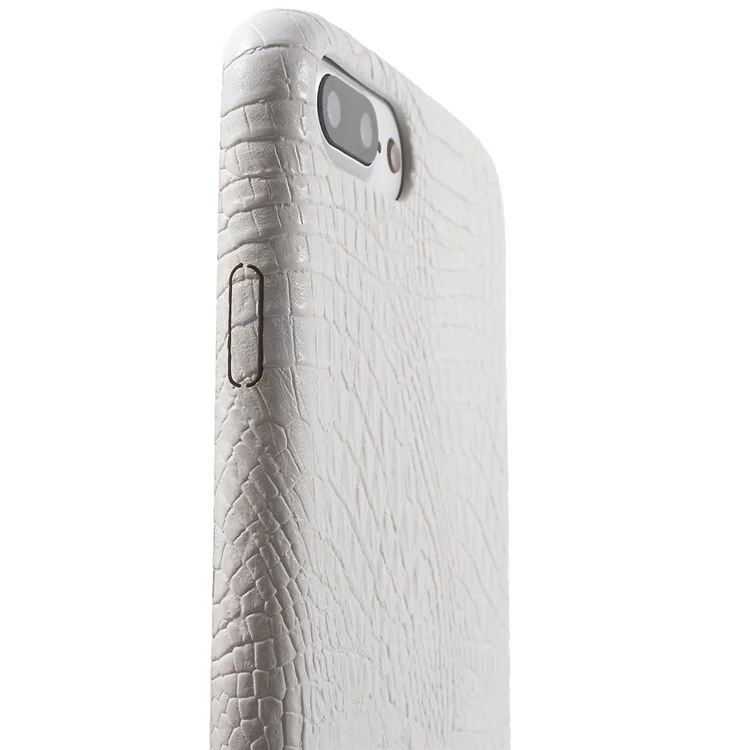 Crocodile Texture Leather Coated PC Hard Cover for iPhone 8 Plus / 7 Plus 5.5 inch - White