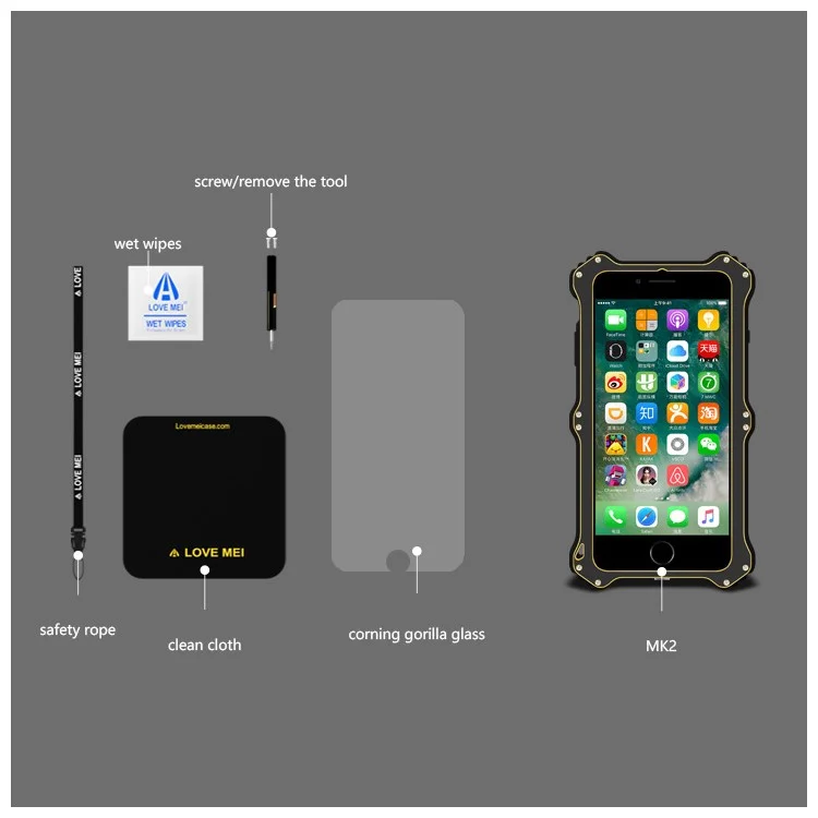 LOVE MEI MK2 Shock-proof Drop-proof Dust-proof Rugged Case for iPhone 8/7 4.7 - Black