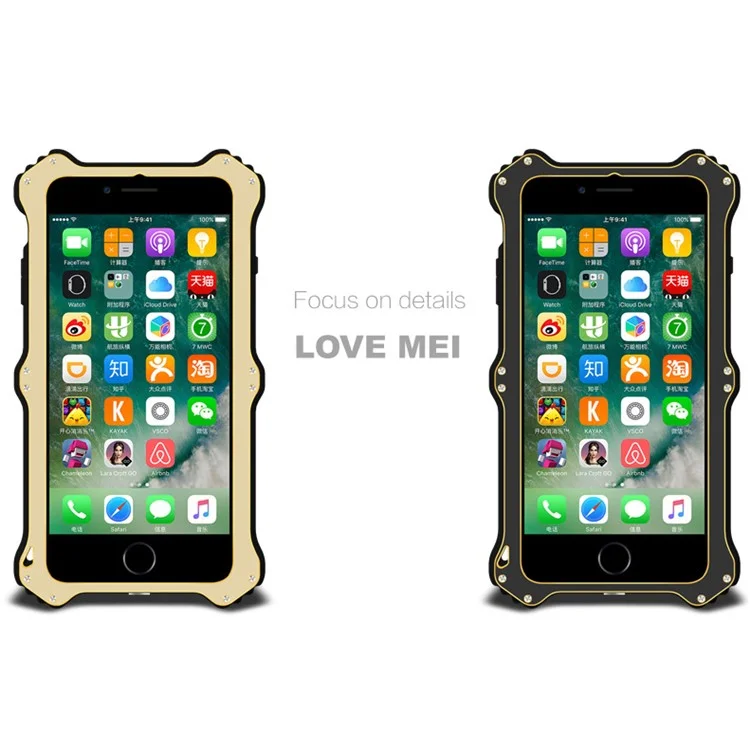 LOVE MEI MK2 Shock-proof Drop-proof Dust-proof Rugged Case for iPhone 8/7 4.7 - Black