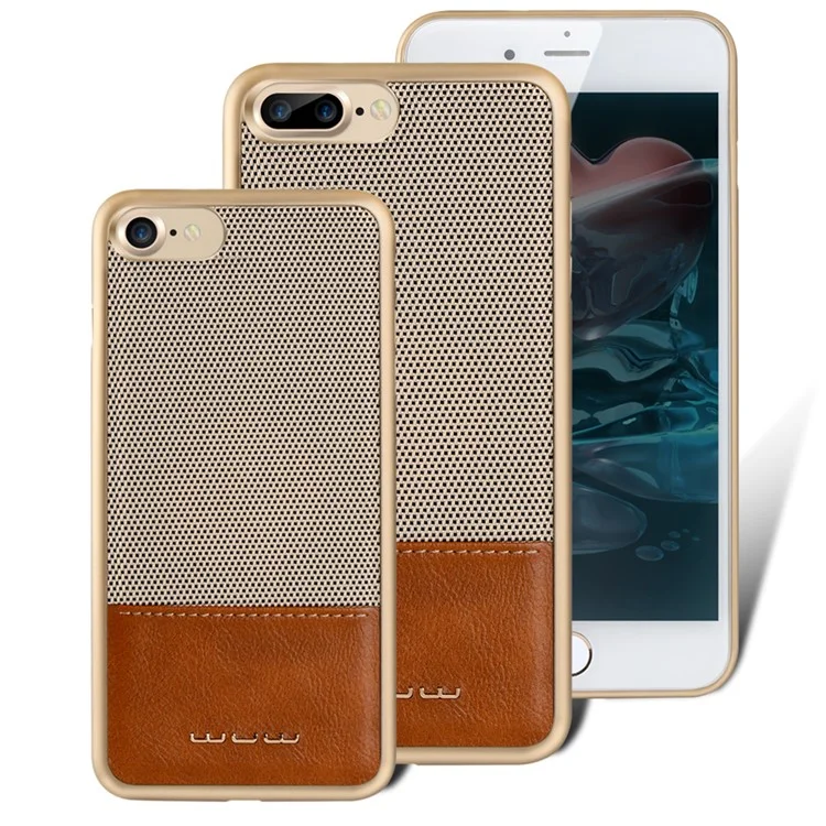WUW Cloth Texture Leather Coated PC Hard Cover for iPhone 8/7 4.7 - Gold