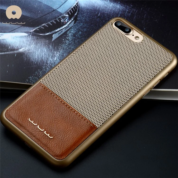 WUW Cloth Texture Leather Coated PC Hard Cover for iPhone 8/7 4.7 - Gold