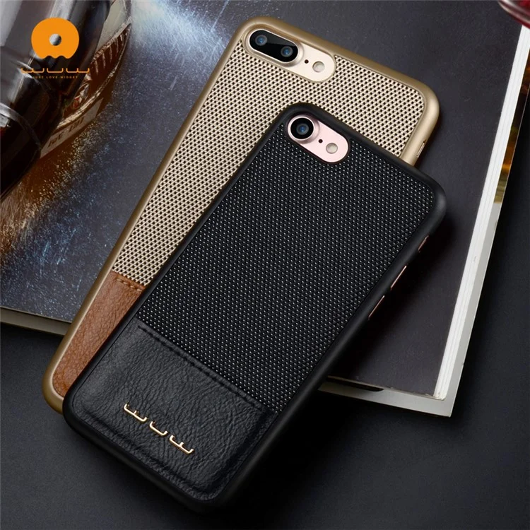 WUW Cloth Texture Leather Coated PC Hard Cover for iPhone 8/7 4.7 - Gold