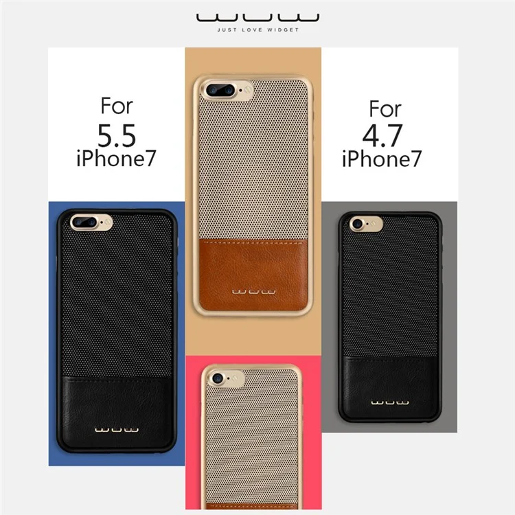 WUW Cloth Texture Leather Coated PC Hard Cover for iPhone 8/7 4.7 - Gold