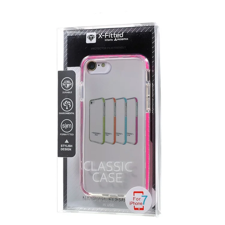 X-FITTED Colorful Stripe TPU Back Case for iPhone 8/7 4.7 inch - Rose