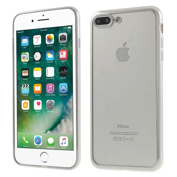 Electroplating Clear TPU Case for iPhone 8 Plus / 7 Plus - Silver
