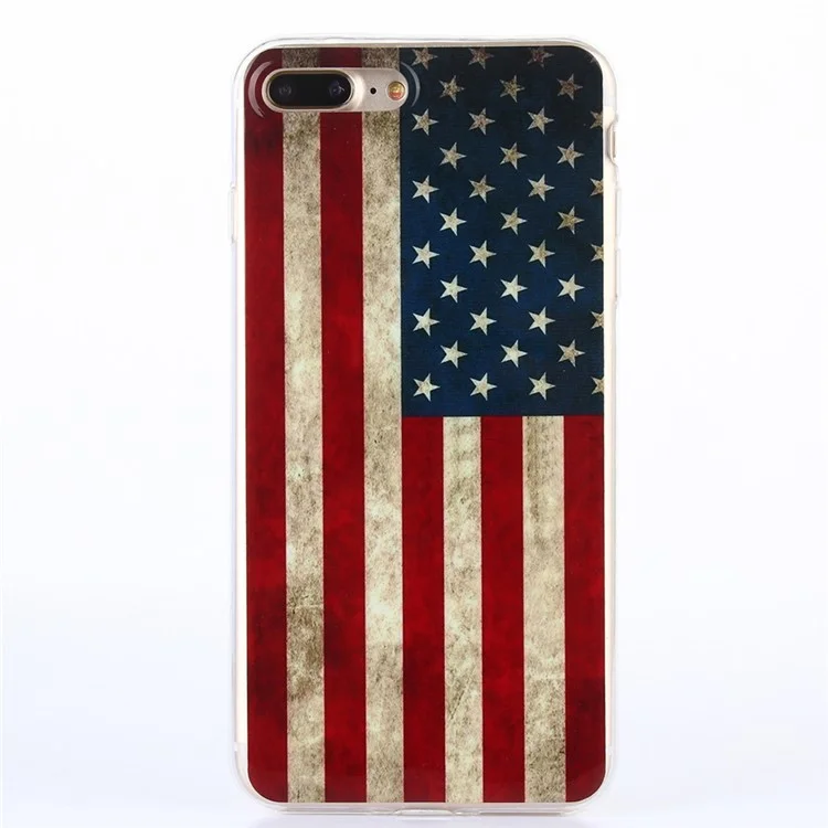 Soft IMD TPU Phone Case for iPhone 8 Plus / 7 Plus - Retro American Flag