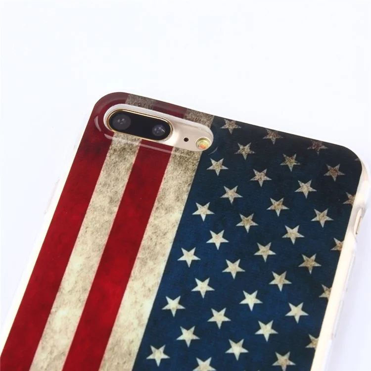 Soft IMD TPU Phone Case for iPhone 8 Plus / 7 Plus - Retro American Flag