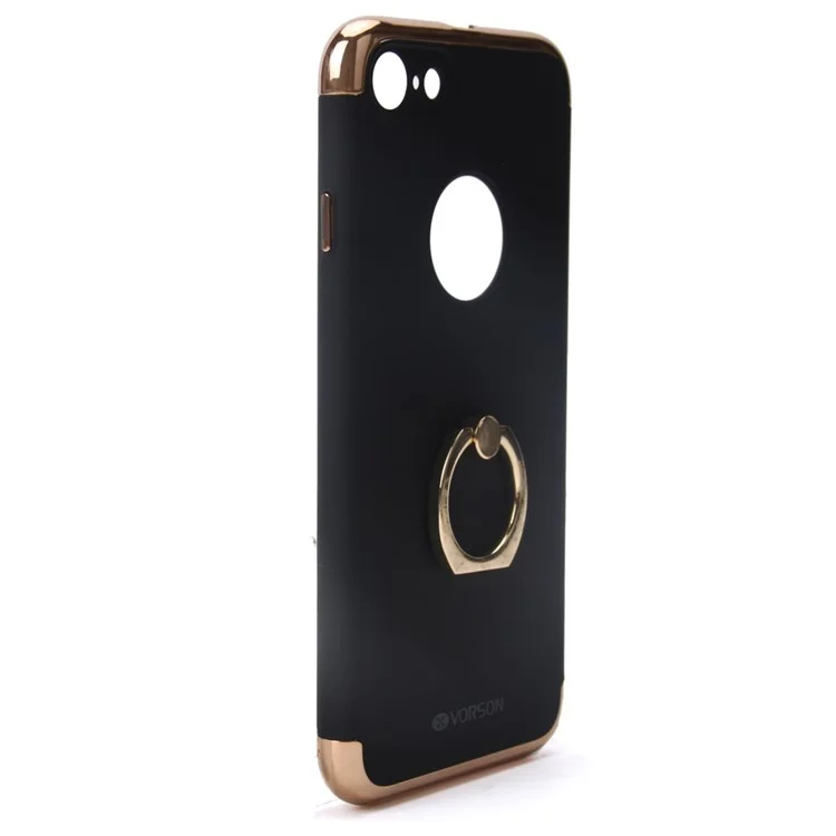 VORSON Rubberized Electroplating PC Ring Holder Back Case for iPhone 8/7 4.7 - Black