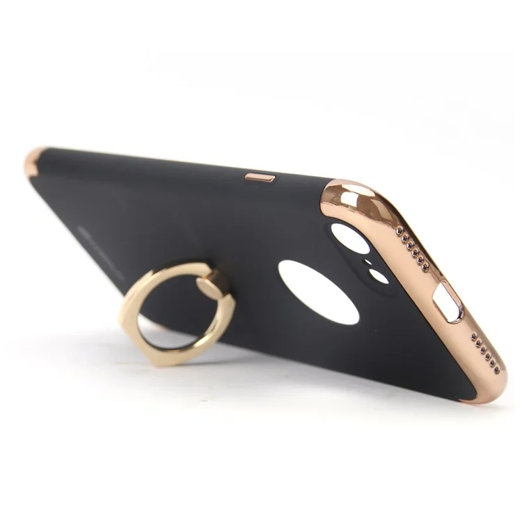 VORSON Rubberized Electroplating PC Ring Holder Back Case for iPhone 8/7 4.7 - Black