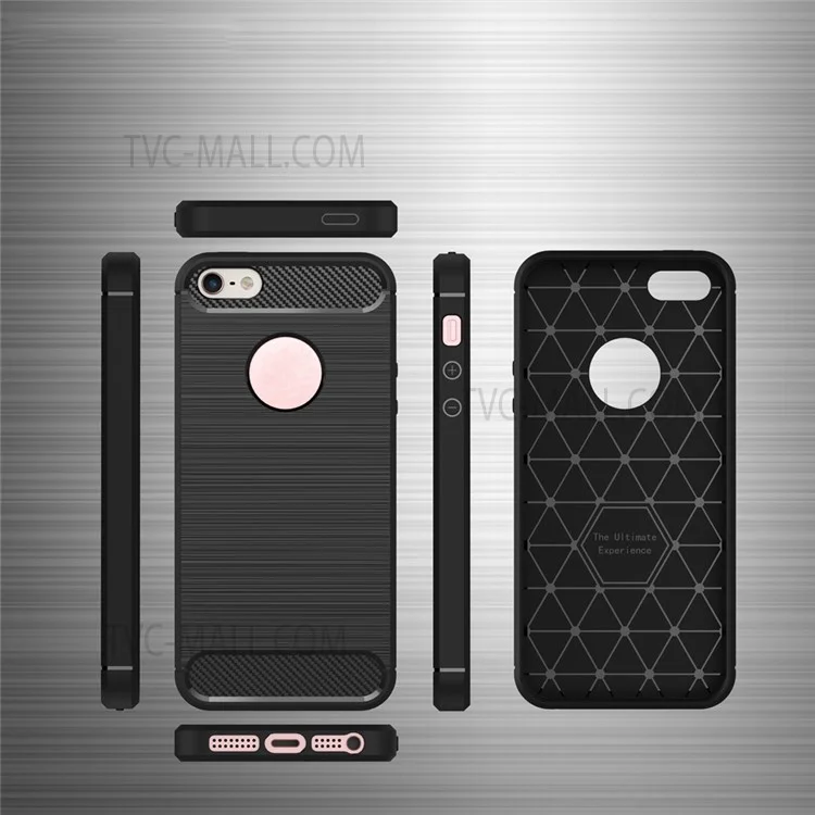 Carbon Fibre Brushed TPU Case for iPhone SE/5s/5 - Black