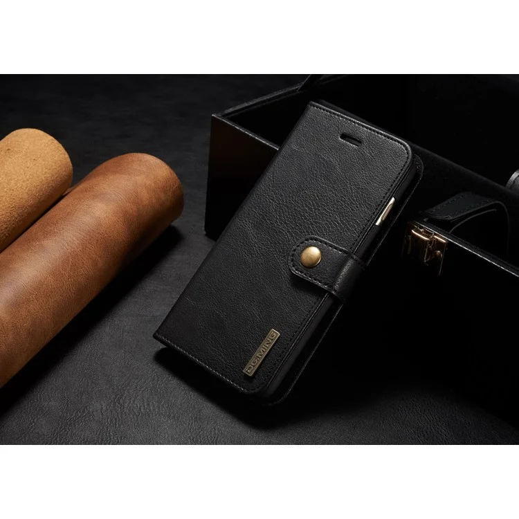 DG.MING 2 in 1 Split Leather Wallet + PC Case for iPhone 6s Plus / 6 Plus - Black