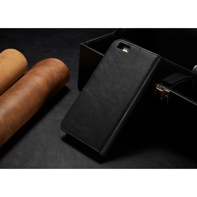 DG.MING 2 in 1 Split Leather Wallet + PC Case for iPhone 6s Plus / 6 Plus - Black