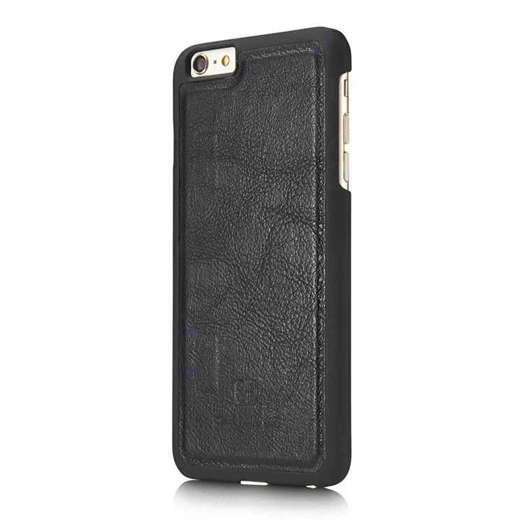 DG.MING For iPhone 6s Plus / 6 Plus 5.5 inch Wallet Phone Case Split Leather Detachable Case Shockproof Shell Flip Protective Cover - Black