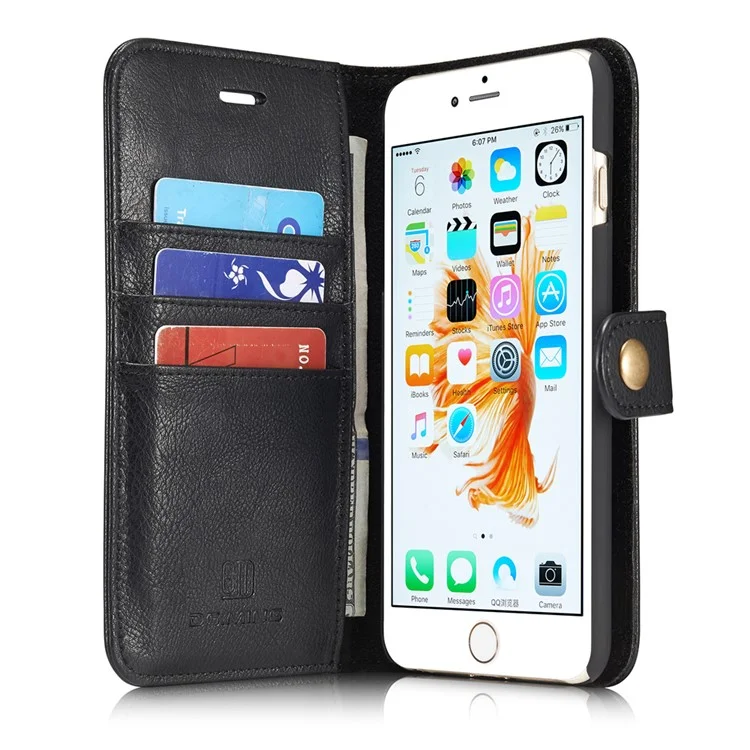 DG.MING 2 in 1 Split Leather Wallet + PC Case for iPhone 6s Plus / 6 Plus - Black