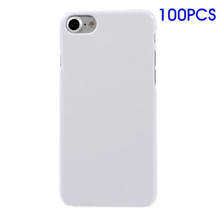 100pcs / Lot Case de Téléphone Mobile Dur Sur PC Glossé Pour Iphone SE (2020) / SE (2022) / 8/7 4,7 Pouces - Blanche