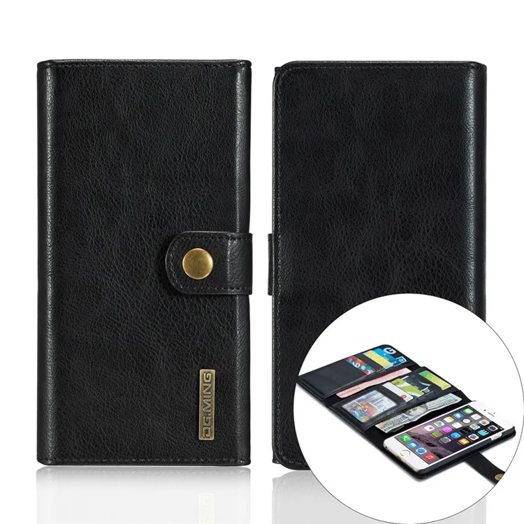 DG.MING Split Leather Wallet Style Case for iPhone 6s Plus / 6 Plus - Black