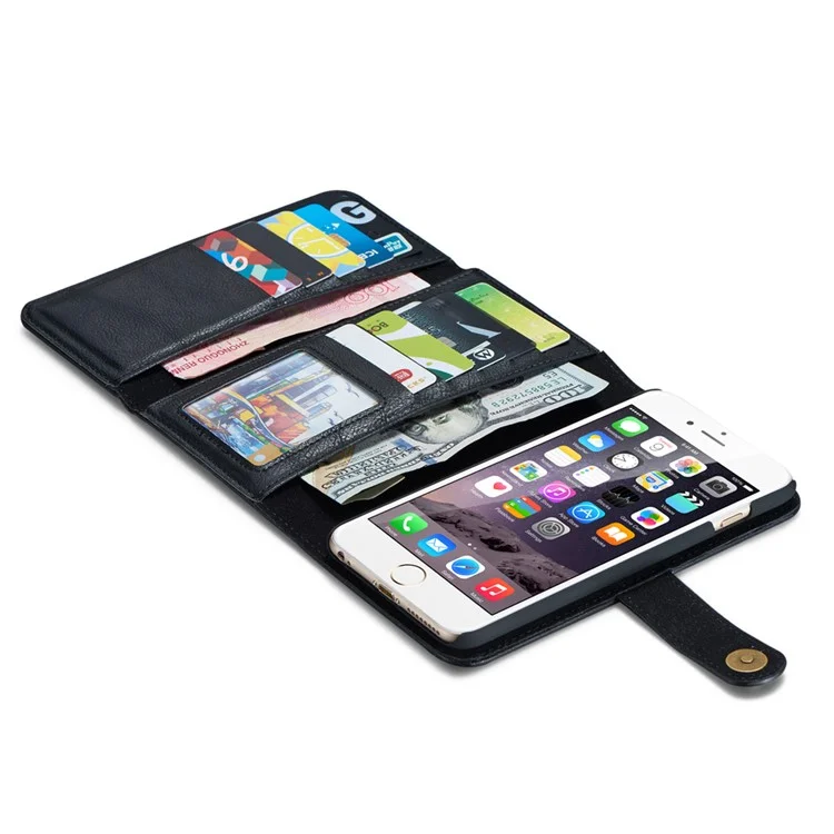 DG.MING Split Leather Wallet Style Case for iPhone 6s Plus / 6 Plus - Black