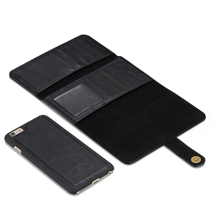 DG.MING Split Leather Wallet Style Case for iPhone 6s Plus / 6 Plus - Black