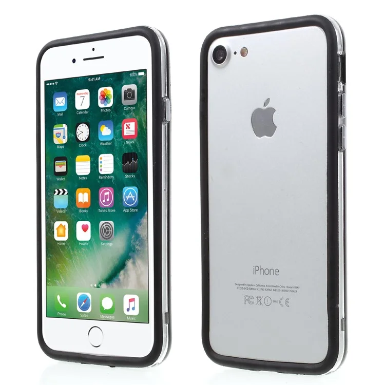 Transparent PC + TPU Bumper Case for iPhone 7 4.7 - Black