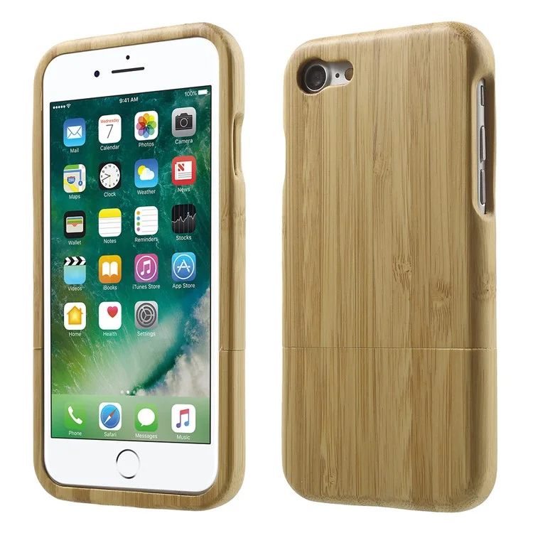 Detachable Natural Wood Hard Cover for iPhone 8 / 7 - Khaki